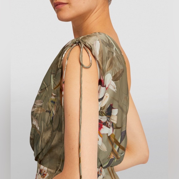 🔥SEXY🔥NWT Allsaints Laura Dorada Silk One Shoulder Dress US Sz 0 - Picture 12 of 16